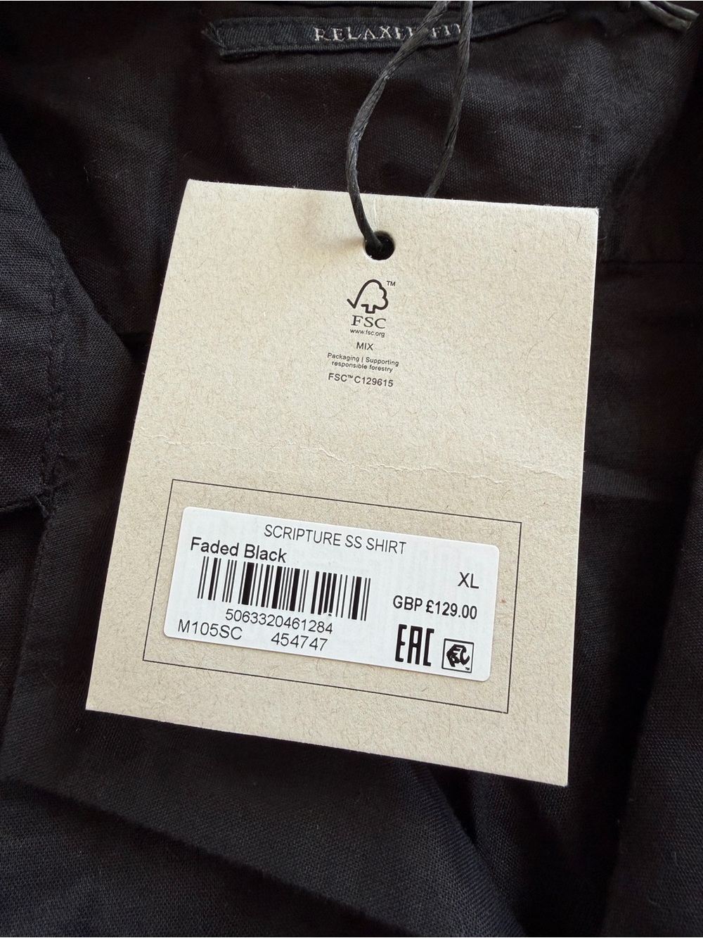 AllSaints Mens Casual Shirt Scripture Ss Shirt Faded Black X-Large - Picture 5 of 6